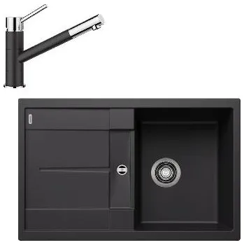 Granitový dřez Blanco - Set dřezu Metra 45 S a baterie Kano, černá/černá SET 09-C 25 KANO cer