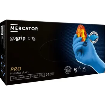 Pracovní rukavice Mercator Medical MERCATOR® gogrip long blue, nitrilové, 50ks Velikost: XL