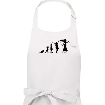 Kuchyňská zástěra Evoluce cellistka - Pánská zástěra na vaření - Univerzální velikost ( Bílá )