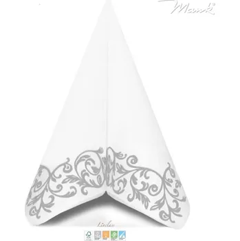 Papírový ubrousek Mank GmbH Airlaid svatební ubrousky se stříbrným dekorem ROB 40x40 cm (50 ks)