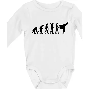 Kojenecký body Karate Evoluce - kop - Body kojenecké s dlouhým rukávem - Dlouhý r. do 3 měs ( Bílá )