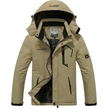 Zateplená outdoorová bunda na zip Nepromokavá bunda s kapucí Turistická bunda s podšívkou Bunda do hor na chladné počasí béžova S