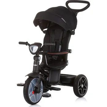 Dětská tříkolka CHIPOLINO Tříkolka se stříškou a hudebním boxem Derby 2v1 Obsidian
