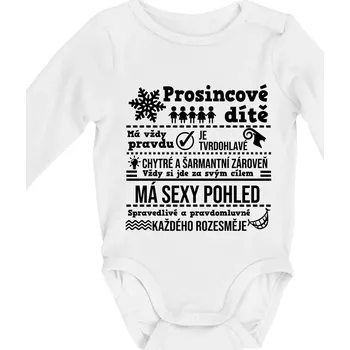 Narozeniny prosinec - Body kojenecké s dlouhým rukávem - Dlouhý r. do 3 měs ( Bílá )