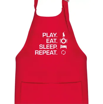 Kuchyňská zástěra Play Eat Sleep Repeat polo - Dětská zástěra na vaření - Univerzální velikost ( Červená )