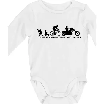 Evolution of man (Chopper) - Body kojenecké s dlouhým rukávem - Dlouhý r. 3-6 měs ( Bílá )
