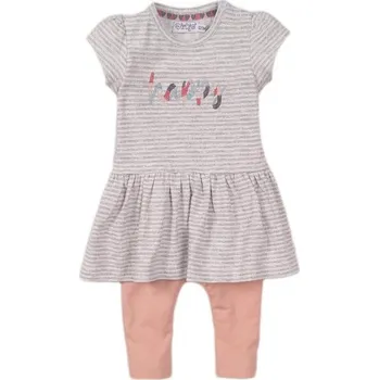 Kojenecká souprava DIRKJE Set 2dílný šaty 74 Grey Melange+Dusty Pink