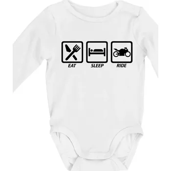 Kojenecký body Eat sleep ride - silnice - Body kojenecké s dlouhým rukávem - Dlouhý r. do 3 měs ( Bílá )