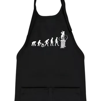 Kuchyňská zástěra Evoluce kominík - Dětská zástěra na vaření - Univerzální velikost ( Černá )