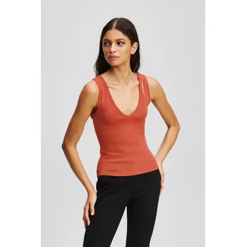 Bavlněný top Karl Lagerfeld oranžová barva, A3W17005 23X, vel. XL