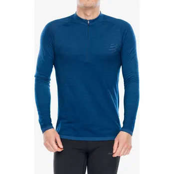 Pánská mikina Mikina na běh Compressport Trail HZ LS Tshirt M - poseidon