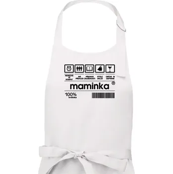 Kuchyňská zástěra Čárový kód Maminka - Dámská zástěra na vaření - Univerzální velikost ( Bílá )