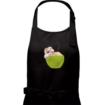 Kuchyňská zástěra Kokosový nápoj - Pánská zástěra na vaření - Univerzální velikost ( Černá )