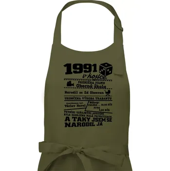 Kuchyňská zástěra 1991 v kostce - Pánská zástěra na vaření - Univerzální velikost ( Khaki )