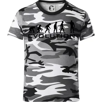 Chlapecké tričko Evoluce civilizace - Dětské maskáčové triko - 134 cm/8 let ( Šedý maskáč )