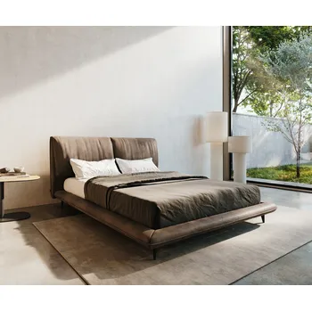 Postel DELIFE Čalouněná postel Cusino 140x200 cm mikrovlákno taupe vintage