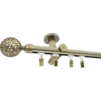 Garnýž Kovovégarnýže.cz Stropní garnýž Huglo broadway 19 mm mosaz antik Varianta jednořadá nebo dvouřadá: Dvouřadá, Uchycení látky: jezdec s háčkem, Délka garnýže Broadway: 400 cm