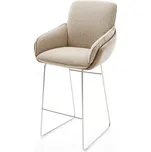 DELIFE Barová židle Luan-Flex kombinace materiálů tmavě béžová tenká podnož nerezová ocel taštičkové pružiny