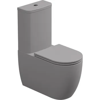 Klozet WC kombi Like, rimless, fumo matné, včetně sedátka, LKSETMBL038