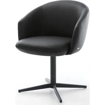 Jídelní židle DELIFE Jídelní židle Caja-Flex s područkami pravá kůže černá podnož ve tvaru kříže černá otočná 360° taštičkové pružiny