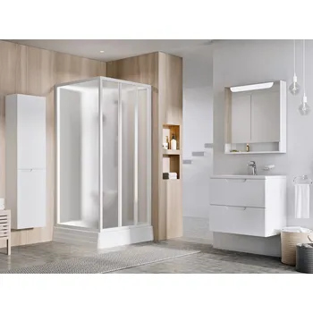 Ravak Sprchový kout ASBP3 80x80, bílá+grape (4 díly)