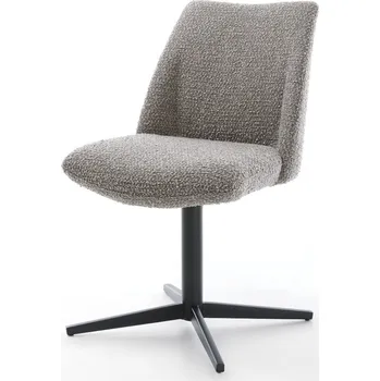 Jídelní židle DELIFE Jídelní židle Elso-Flex bouclé stříbrně šedá černá křížová podnož 360° otočná taštičkové pružiny