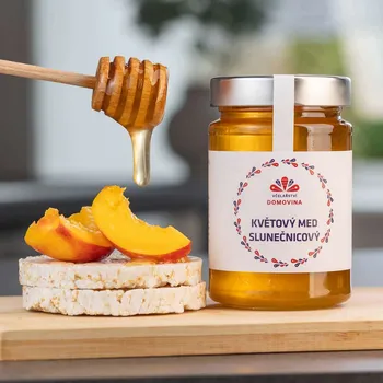 Včelařství Domovina Květový med slunečnicový Hmotnost: 400 g