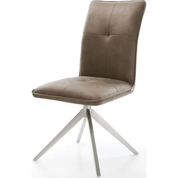 Jídelní židle DELIFE Jídelní židle Maddy-Flex mikrovlákno taupe vintage křížová podnož široká nerezová ocel 360° otočná houpací funkce
