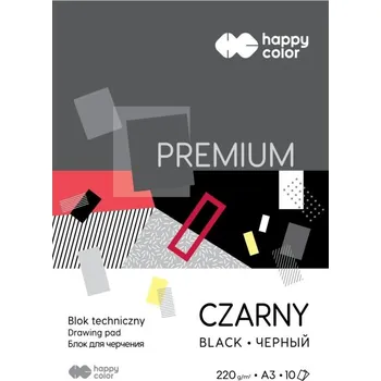 Výtvarný papír happy color Skicák technický Premium černý (220g/m2, 10 listů) A3