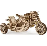 Ugears 3D dřevěné mechanické puzzle UGR-10 Motorka (scrambler) s vozíkem