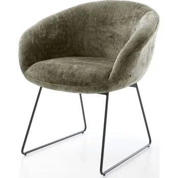 Jídelní židle DELIFE Jídelní židle Vinka-Flex s područkami žinylka olivová tenká podnož černá taštičkové pružiny