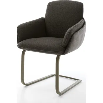 Jídelní židle DELIFE Jídelní židle Luan-Flex s područkami kombinace materiálů černá jídelní židle plochá titanová povrchová úprava