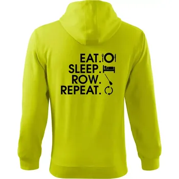 Pánská mikina Eat sleep row repeat - Mikina s kapucí na zip trendy zipper - L ( Limetková )