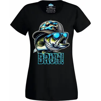 Dámské tričko Okoun s kšiltem Bass Bruh! (Velikost: 4XL, Barva: Černá)