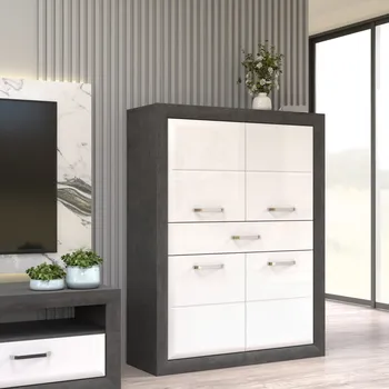 Komoda Komoda Leva 103x133x35 cm, bílá a šedá