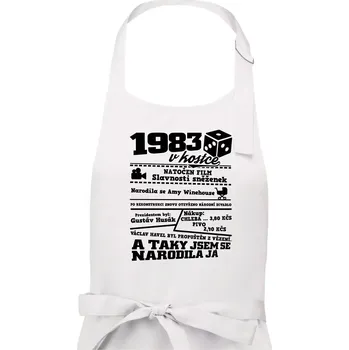 Kuchyňská zástěra 1983 v kostce - Dámská zástěra na vaření - Univerzální velikost ( Bílá )