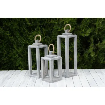 Lucerna Dřevěná lucerna pod pergolu - sada šedá