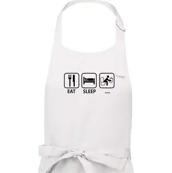 Kuchyňská zástěra Eat sleep záchod - Dámská zástěra na vaření - Univerzální velikost ( Bílá )