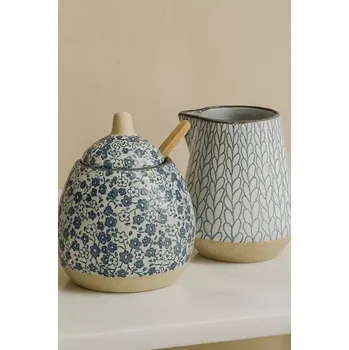 Sada nádobí Bloomingville cukřenka s konvičkou na mléko Camellia, nebesky modrá