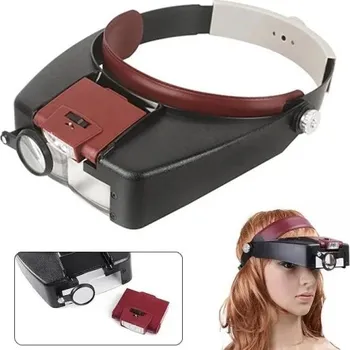 Lupa Čelenková lupa s LED osvětlením 10x Nastavitelná zvětšovací optika na hlavu pro čtení ruční práce opravy modely