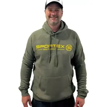 Pánská mikina Sportex mikina s kapucí zelená, velikost M (Rybářská mikina s kapucí a logem Sportex.)