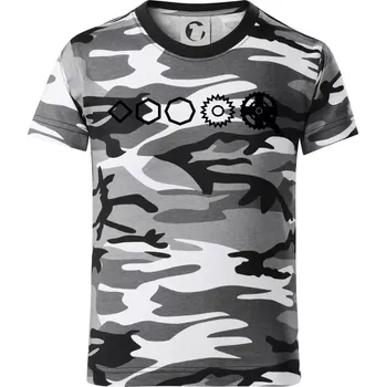 Chlapecké tričko Evoluce pedály - Dětské maskáčové triko - 122 cm/6 let ( Šedý maskáč )