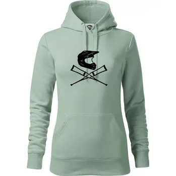 Dámská mikina Cross helma / berle - Mikina dámská Cape s kapucí - S ( Sage )