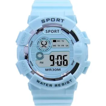 Chytré hodinky Dětské digitální hodinky YIKAZE s budíkem, podsvícením, stopkami, kalendářem a voděodolností do 30 m pro kluky i holky modrá