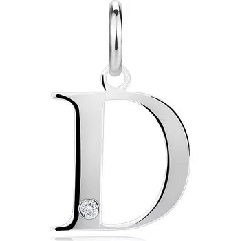 Přívěsek Diamantový přívěsek ze stříbra 925 - velké písmeno D, kulatý briliant