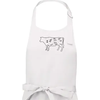 Kuchyňská zástěra Kráva nákres s názvy - Dámská zástěra na vaření - Univerzální velikost ( Bílá )