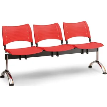 Plastová lavice VISIO, 3-sedák - chromované nohy, černá