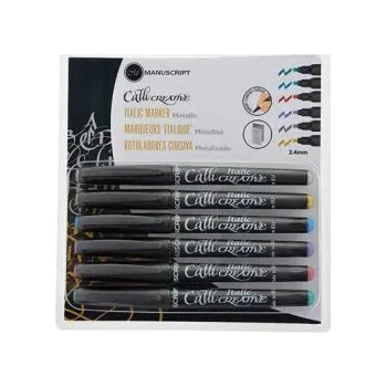 Umělecký štětec Kaligrafické fixy Manuscript Callicreative 6ks metalické