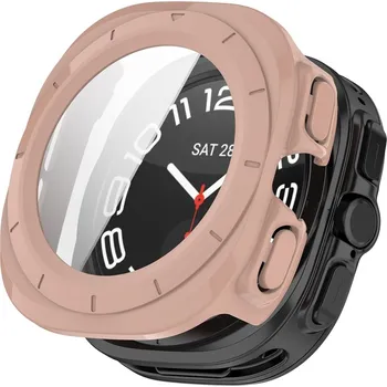 Příslušenství k chytrým hodinkám VSECHNONAMOBIL 116621 PC FULL COVER Plastový kryt se sklem pro Samsung Galaxy Watch Ultra / Watch Ultra 2025 starorůžový