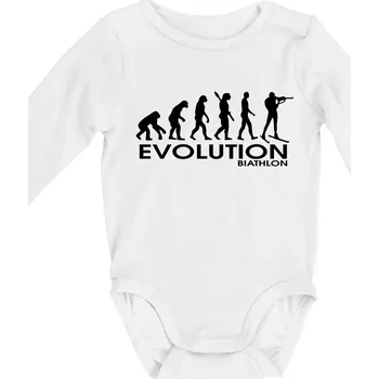 Evoluce biatlonu Biathlon - Body kojenecké s dlouhým rukávem - Dlouhý r. 3-6 měs ( Bílá )